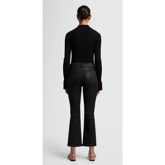 NWT 7 for all mankind High Waist Slim Kick Jeans in Coated Black Size 32 - Picture 2 of 13